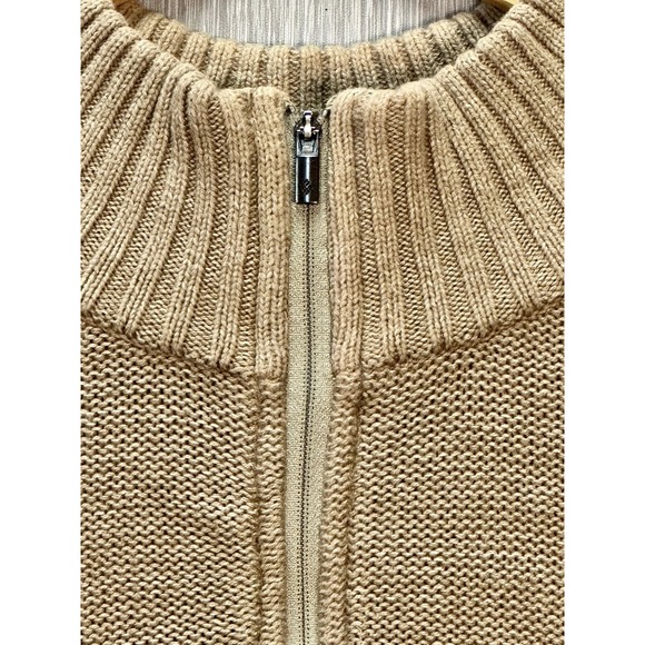 Columbia Sweater Adult Extra Large Oatmeal Tan 1/4 Zip Pullover Ribbed Classic - Picture 6 of 9